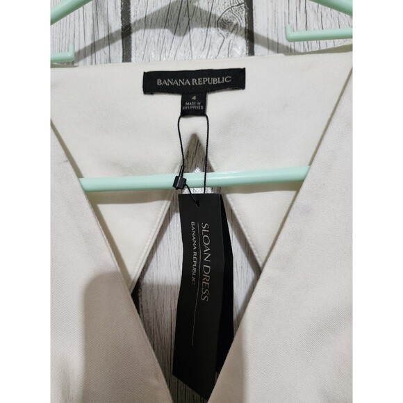 New Banana Republic Sloan Dress 4 Navy Colorblock Cutout Sheath V-Neck Old Money - Picture 4 of 14